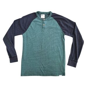 O'Neill Two Tone Forest Green And Charcoal Grey Raglan Henley Long Sleeve TShirt